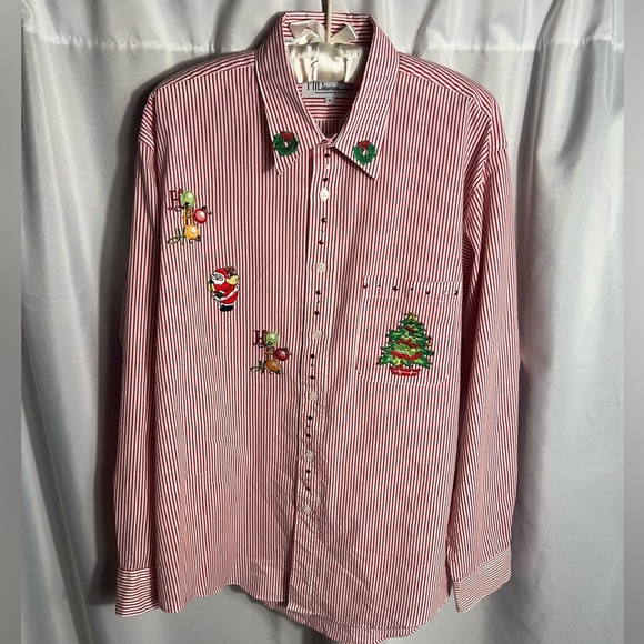 Mili Candy Stripped Women’s Button Down Vintage Christmas Long Sleeve Size L - Picture 1 of 8